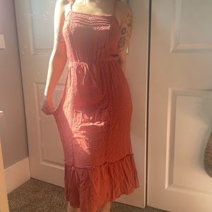 burnt orange tiered dress